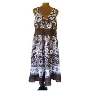 NWT J Gee Dress Size 3X Plus Cotton Beach Casual Midi Smocked Stretch Summer